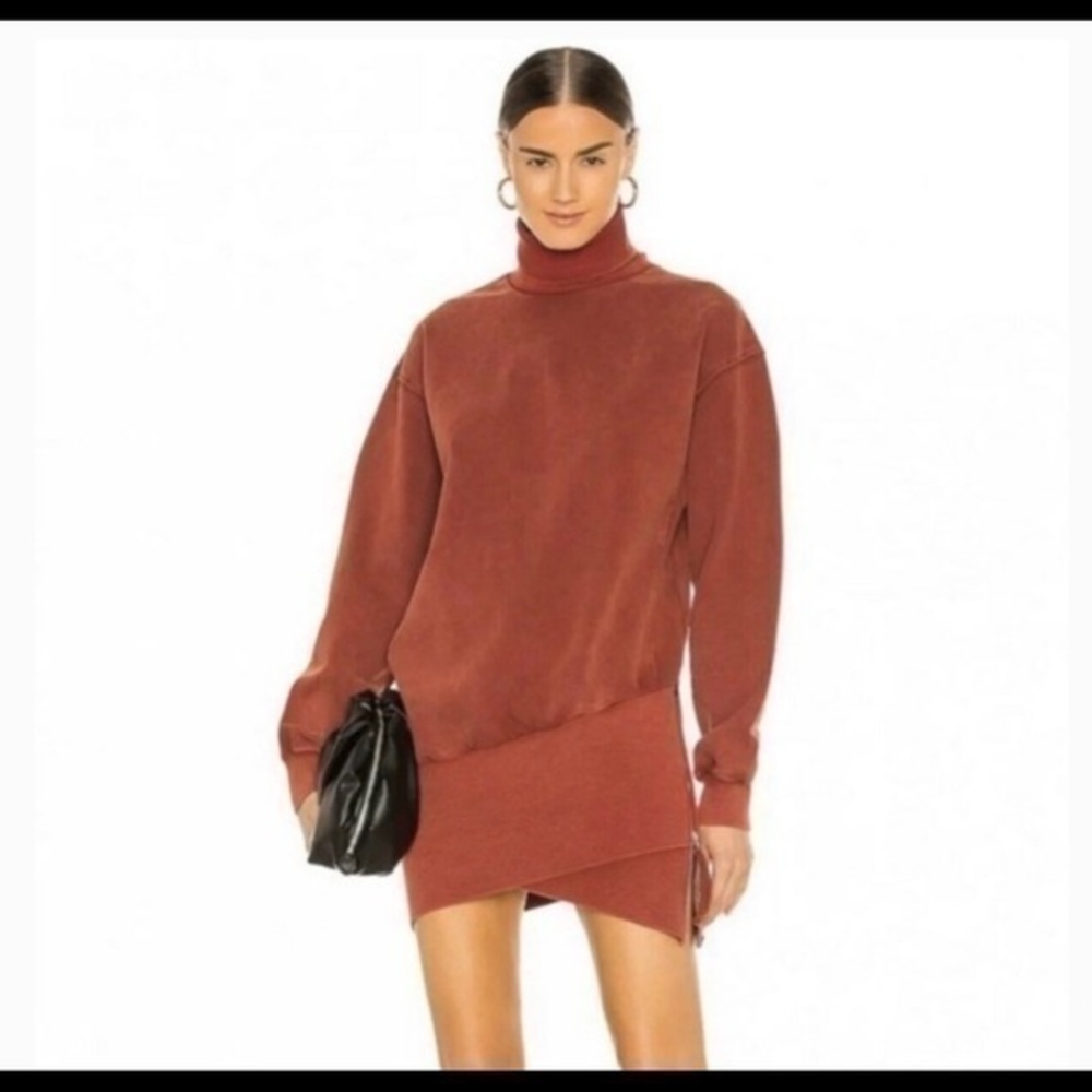 Young Fabulous & Broke Cinnamon Asymmetrical Turtleneck Sweatshirt Dress NWT S